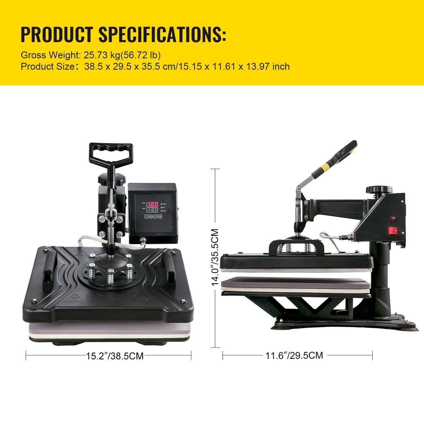 SucceBuy Combo Heat Press Machine 5/6/8 in 1 30*38CM 38*38CM Muntifunctional Sublimation Printer Transfer Mug Hat Plate T-Shirt