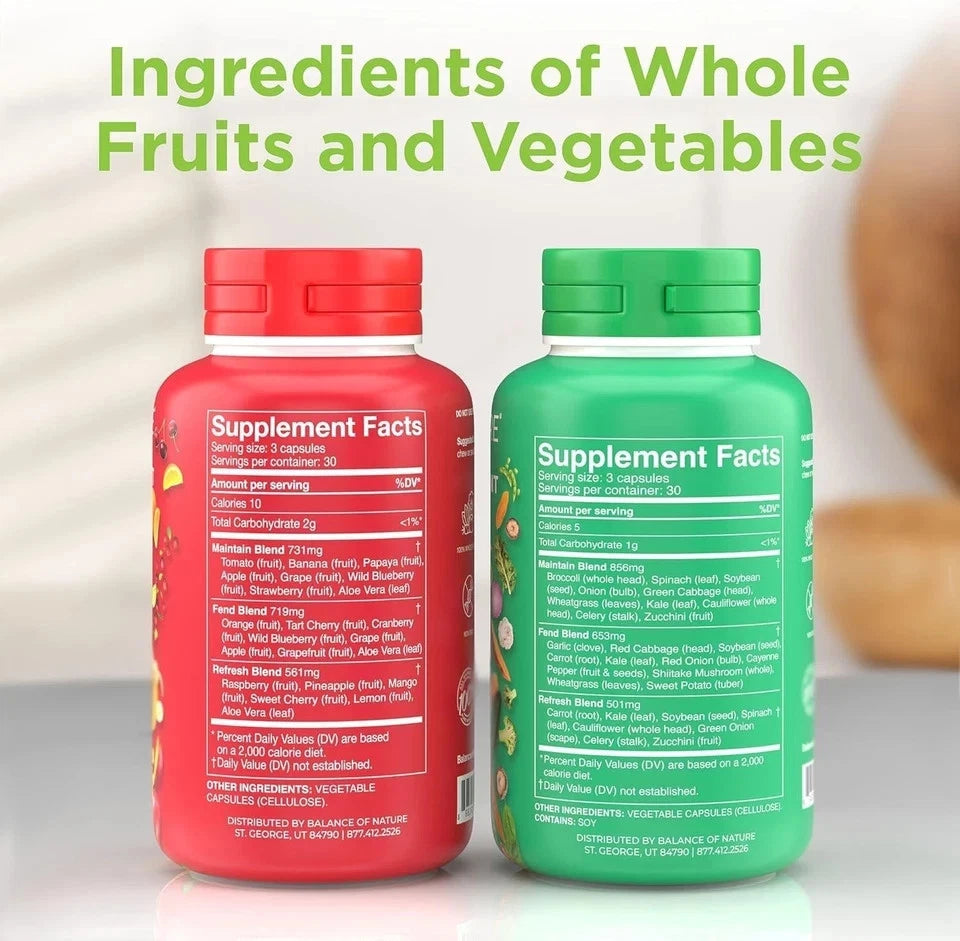 2 Pack, 180 Fruits and 180 Veggies Whole Food Supplement with Superfood Sealed
