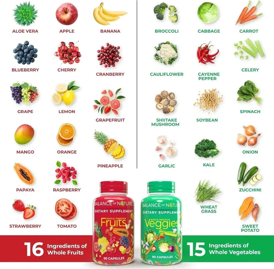 2 Pack, 180 Fruits and 180 Veggies Whole Food Supplement with Superfood Sealed